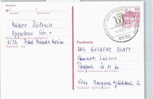 Bad Windsheim Stempel Ganzsache