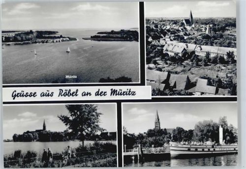 Röbel See Schiff Baum Fußgänger