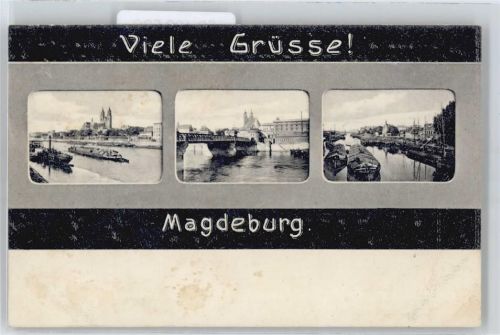 Magdeburg Fluss Schiff Brücke