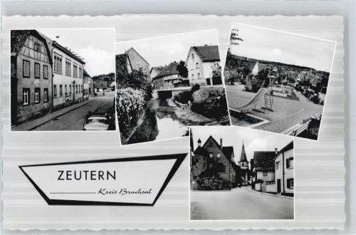 Zeutern Schwimmbad Straße Haus Baum Bach Kirche Auto