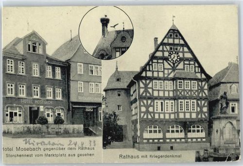 Kirchhain Hotel Mosebach, Rathaus, Kriegerdenkmal