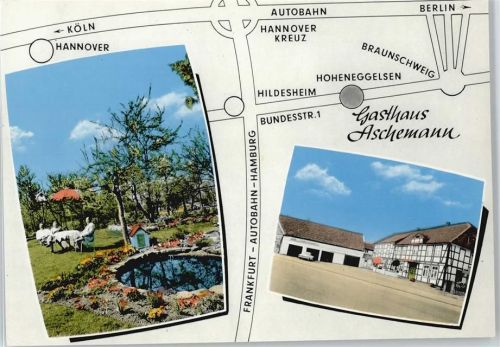 31185 W3201 Hoheneggelsen - Gasthaus Aschemann Karte Haus Teich Baum