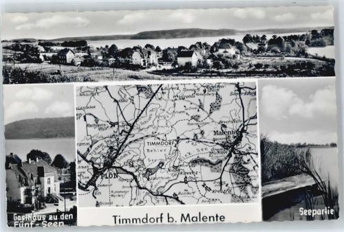 Timmdorf GAsthaus zu den Fünf-Seen, See, Karte