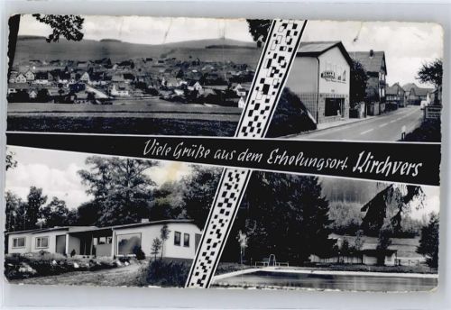 35102 W3554 Kirchvers - Straße, Café-Beckerei, Schwimmbad