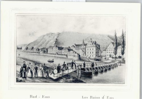 Bad Ems Künstlerkarte, Bücke, Fluss