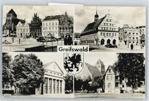 Greifswald Platz der Freundschaft, Rathaus, Theater, Kirche