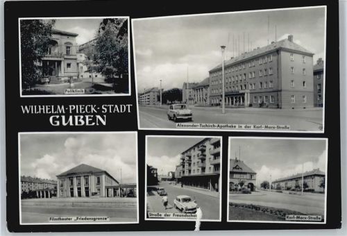 Guben Poliklinik, Theater, Straße der Freundschaft, Karl-Marx-Straße, Apotheke