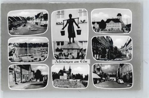 Schöningen Schwimmbad, Markt, Niedernstraße, Bismarckstraße, Kirche