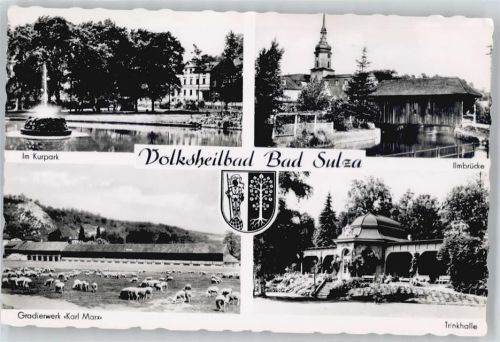 Bad Sulza Kurpark, Gradierwerk Karl Marx, Trinkhalle, Ilmbrücke