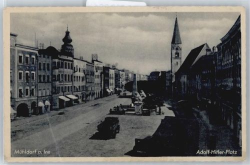Mühldorf gel. 6.7.42, Adolf Hitler Platz, Kirche, Denkmal, WK II WK II