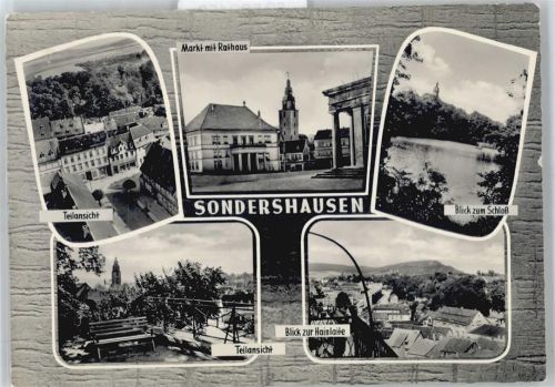 99706 O5400 Sondershausen , Thür - Markt, Rathaus, Parkbank, Schloss