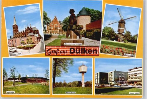 Dülken St. Cornelius, Hallenbad, Wasserturm, An der Mühle, Narrenmühle, Ehrenmal und Rathaus, gel. 30.07.79