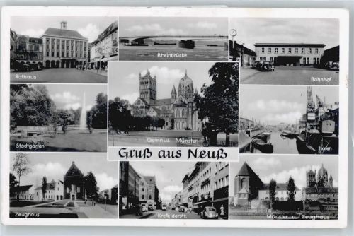 Neuss Rathaus, Bahnhof, Brücke, Stadtgarten, Zeughaus, Münster, Krefelderstraße, Hafen