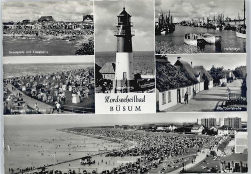 Büsum Leuchtturm, Hafen, Sandplatz mit Lesehalle, Dorfstraße, Strand