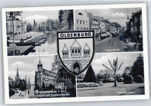 Oldenburg gel. 24.08.60, Huntepartie, Schloss mit Lambertkirche, Schlossgarten, Langetsrasse