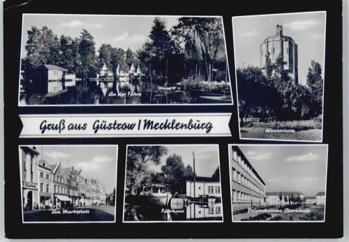 Güstrow Wasserturm, Schule, Fährhaus, Markt