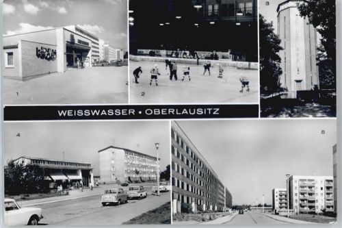 Weißwasser Wohnkomplex IV, HO-Kaufhalle Minute, Kunsteisstadion, Wasserturm