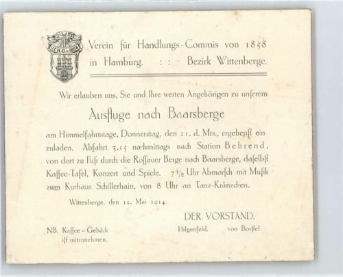 Wittenberge Handlungs-Verein , Ausflug nach Baarsberge , (keine Ak-Einteilung)