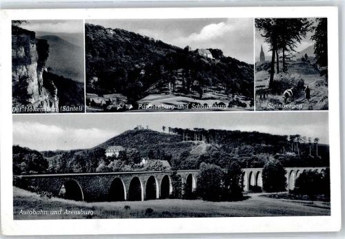 Steinbergen Der Hohenstein Süntel, Autobahnbrücke, Arensburg, Paschenburg, Schaumburg