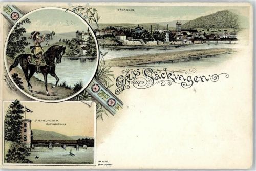 Bad Säckingen Gesamtansicht, Reiter, Scheffelturm
