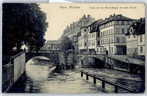 Hann Münden Partie bei der Werra-Brücke, Schloß