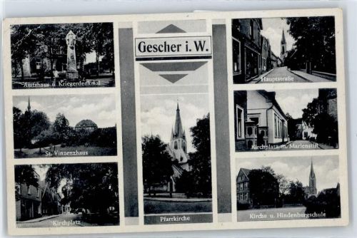 Gescher Hauptstrasse , Kirchplatz , Kriegerdenkmal , Marke entfernt