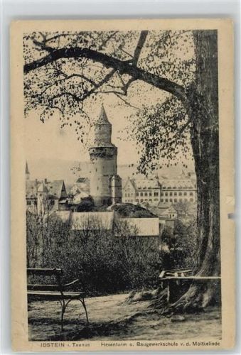 Idstein 1920 Hextenturm Moltkelinde Bäume
