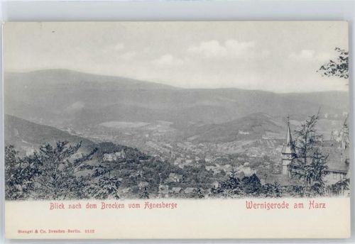 Wernigerode Blick vom Agnesberg nach dem Brocken