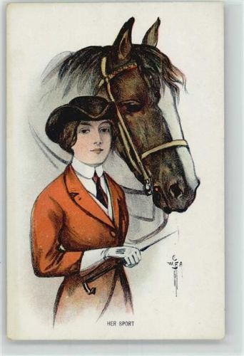Frau und Pferd, sign. C.W.F.A., 203/3, Her Sport