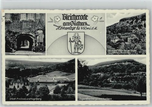 Bleicherode Kriegerdenkmal Rathaus Freibad Vogelberg Jugendherberge Kurhaus Waldschlößchen