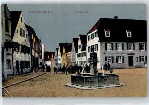 Wassertrüdingen Marktstraße, Brunnen, Weinrestaurant Wilhelm Lutz