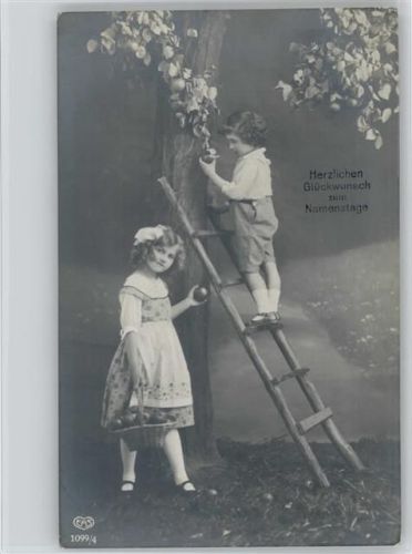 1914 Kinder pflücken Äpfel Foto AK Verlag EAS 1099/4