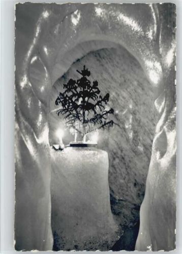 1952 Grindelwald Eisgrotte mit Tannenbaum Foto AK