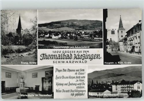 Bad Krozingen Evang. Kirche Kath. Kirche Sanatorium Theresienbad Wartehalle im Thermalbad