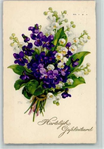 1930 Kunstkarte 3146 - Maiglöckchen sign MN