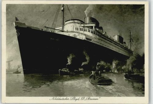 1929 Dampfer Bremen Lloyd Künstler sign Hans Bohrdt