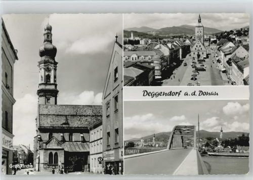 Deggendorf 1960 - 1970 Grabkirche Brücke Marktplatz