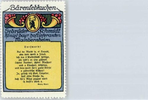 Mainbernheim Briefmarke, Bärenlebkuchen Gebrüder Schmidt