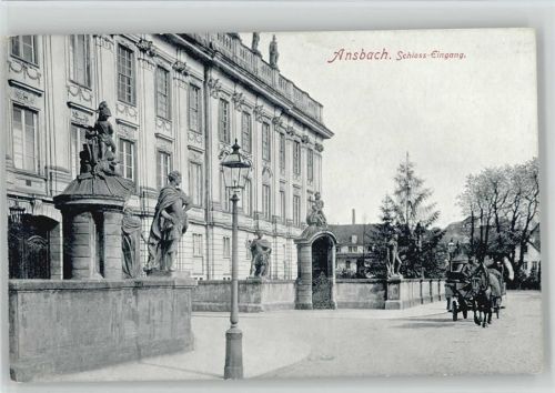 Ansbach 1915 Schloß Eingang Kutsche