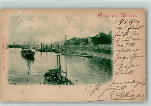 Ruhrort 1900 im Hafen Dampfer