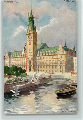 Hamburg Rathaus sign. Gustav Tischer