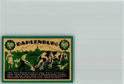 Dahlenburg Notgeldschein Bauer beim pflügen mit Ochsen Gänseliesel