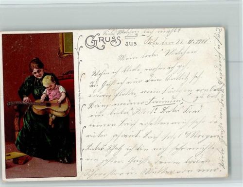 Köln, unsortiert 1900 Kind Gitarre Mutter Ort lt. Stempel