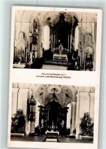 Kössen Pfarrkirche Vor und Nach der Renovierung 2-Bildaufnahme
