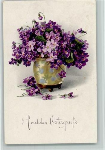 Serie 2334 Blumentopf mit Veilchen - Ostern