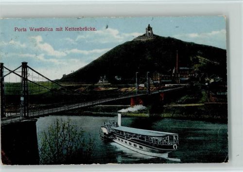 Porta Westfalica Kettenbrücke Dampfschiff
