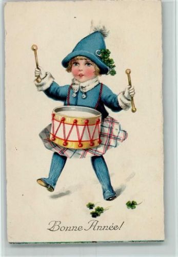 Bonne Anne - Neujahr - Mädchen als Trommler ca 1928 AK
