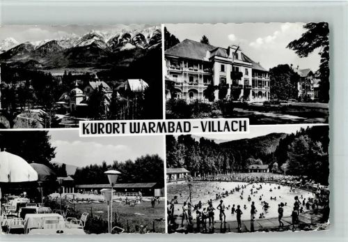 Villach-Warmbad-Judendorf Freibad 4-Bild-Aufnahme Kunstverlag Schilcher