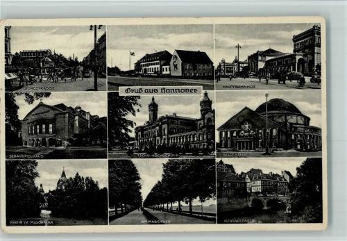Hannover Georgstrasse v. 'Hindenburg-Jugendherberge Hauptbahnhof Schauspielhaus Techn. Hochschule Stadthalle Partie im Maschpark am Maschsee Altstadtpartie