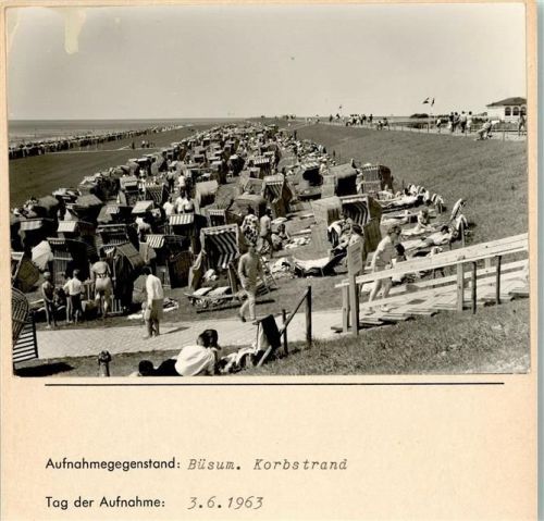 Büsum Korbstrand Foto montiert auf Karton